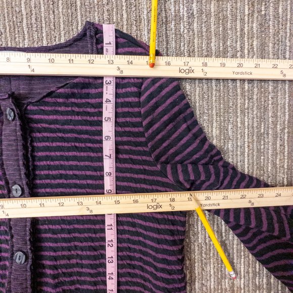 Habitat Womens Size Small Cardigan Blue Purple Stripe Round Neck Long Sleeve Top - Picture 9 of 10